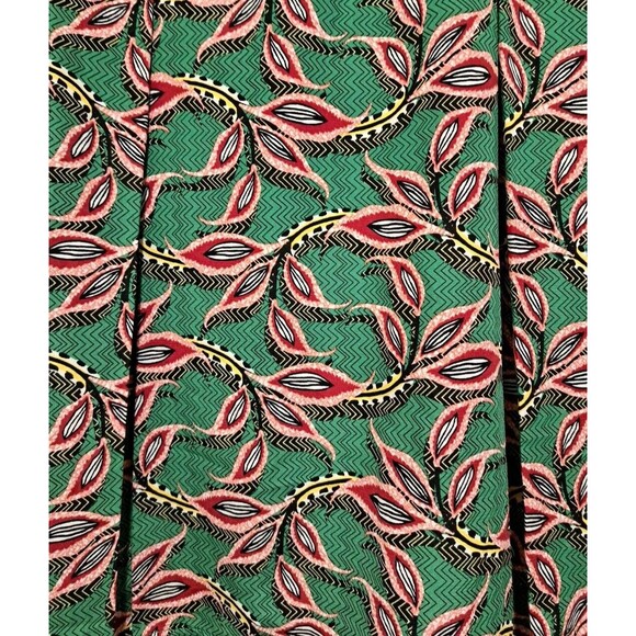 Pleione Women Green & Pink Pleated Leaf Pattern Stretch Waist Skirt Size Small - Picture 4 of 12